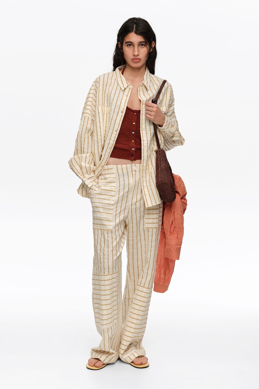 Bimba y Lola Ocher Cotton Patchwork Jogger Trousers with Stripes (Surplus - New)
