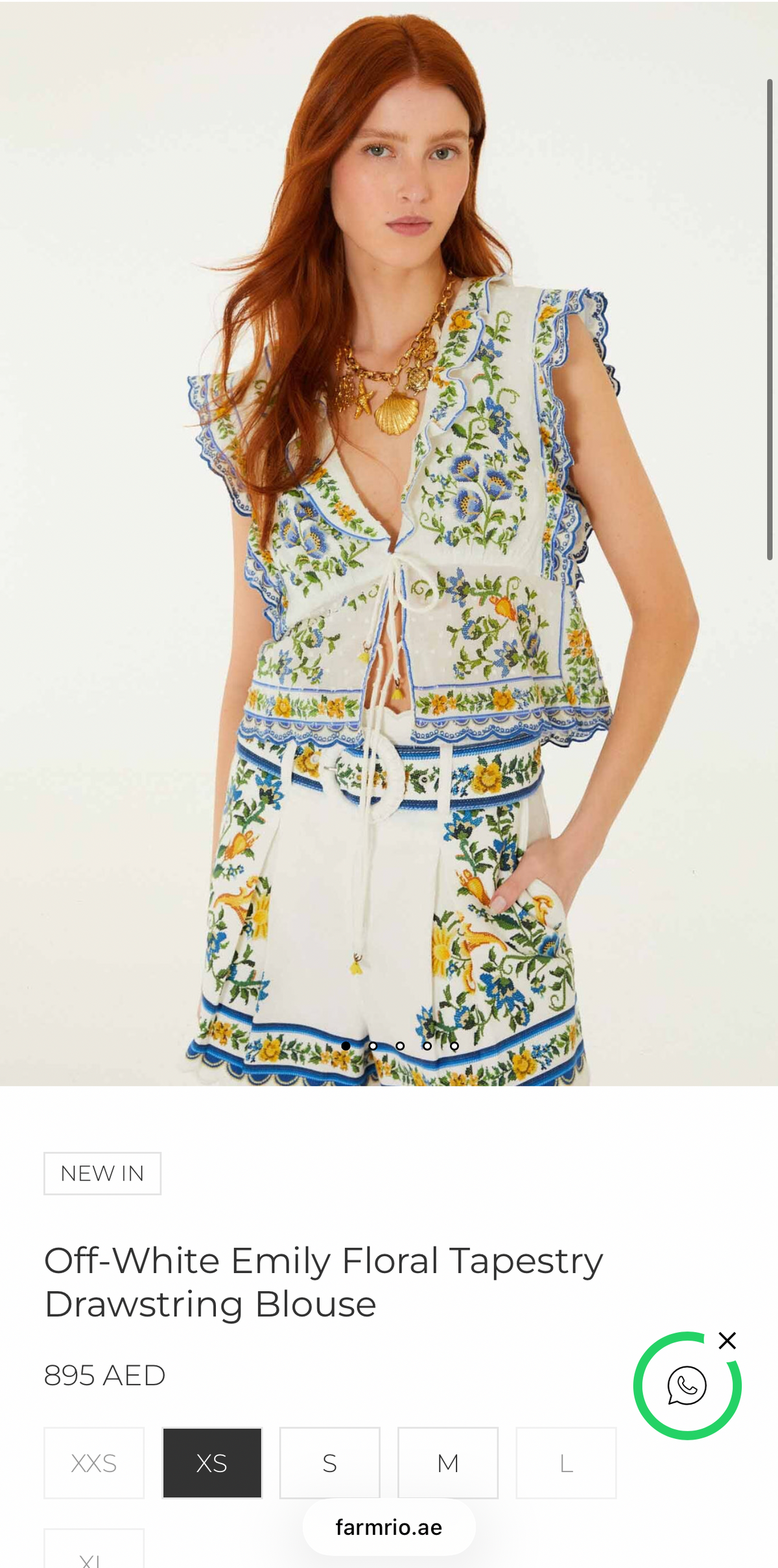 Farm Rio Off-White Emily Floral Tapestry Drawstring Blouse (Surplus - New)