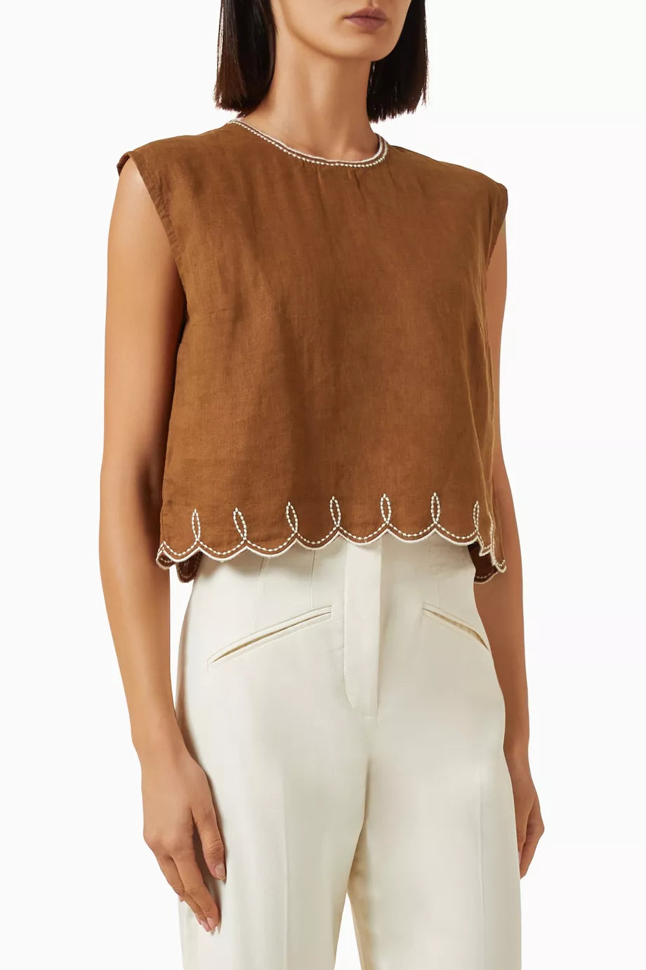 Veronica Beard Kessan Top in Linen (Surplus - New)