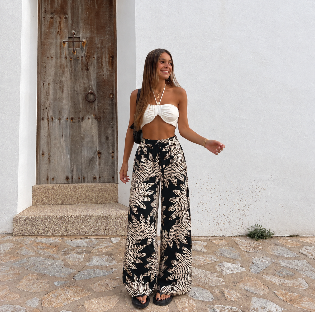 Farm Rio x Anthropologie Palm Pull-On Wide-Leg Pants (Surplus - New)