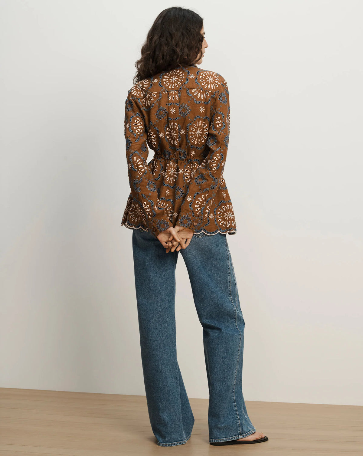 Veronica Beard Kiki Linen Eyelet Light-Brown Bungee Field Jacket (Surplus - New)
