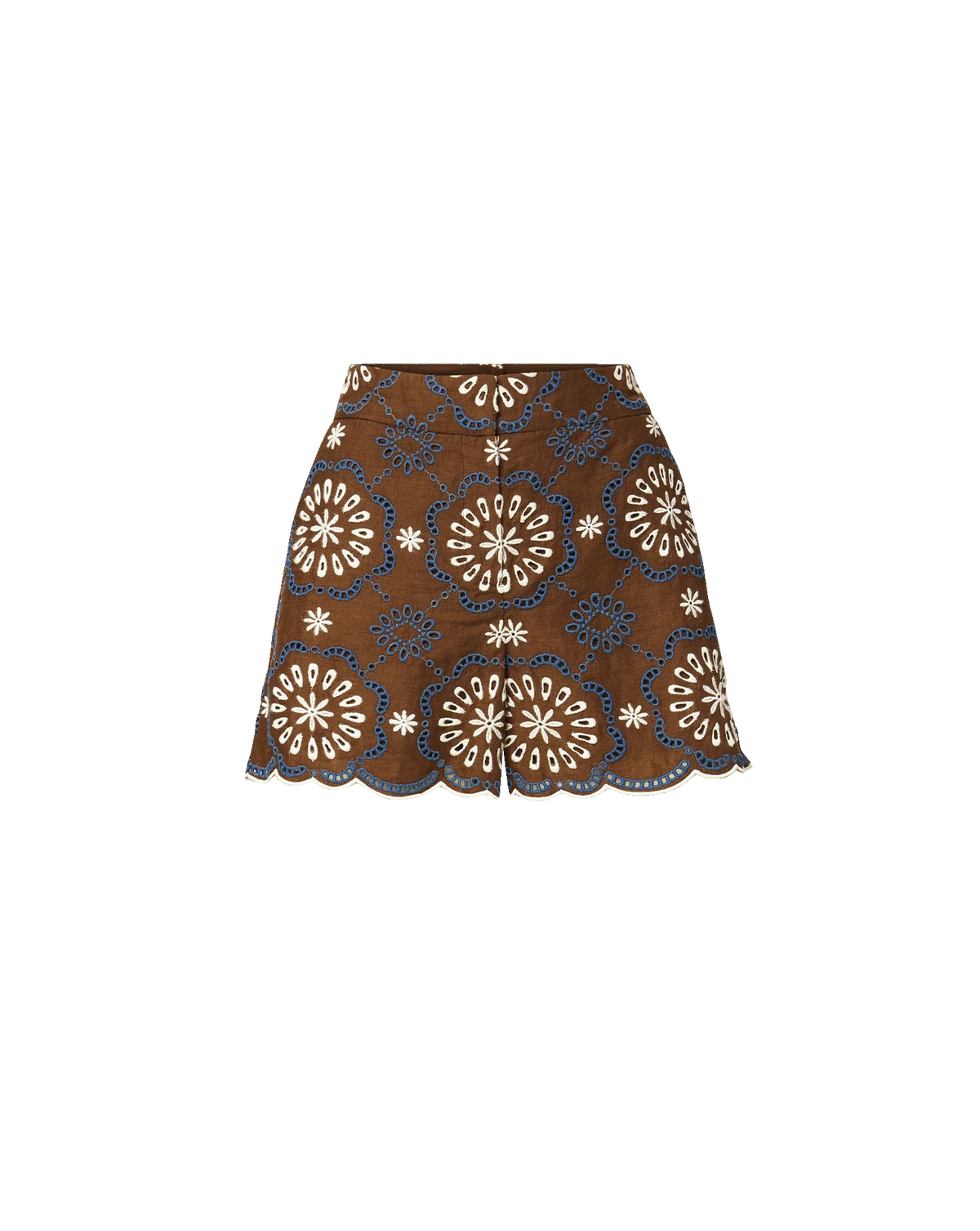 Veronica Beard Allen Linen Eyelet Shorts in Light Brown (Surplus - New)