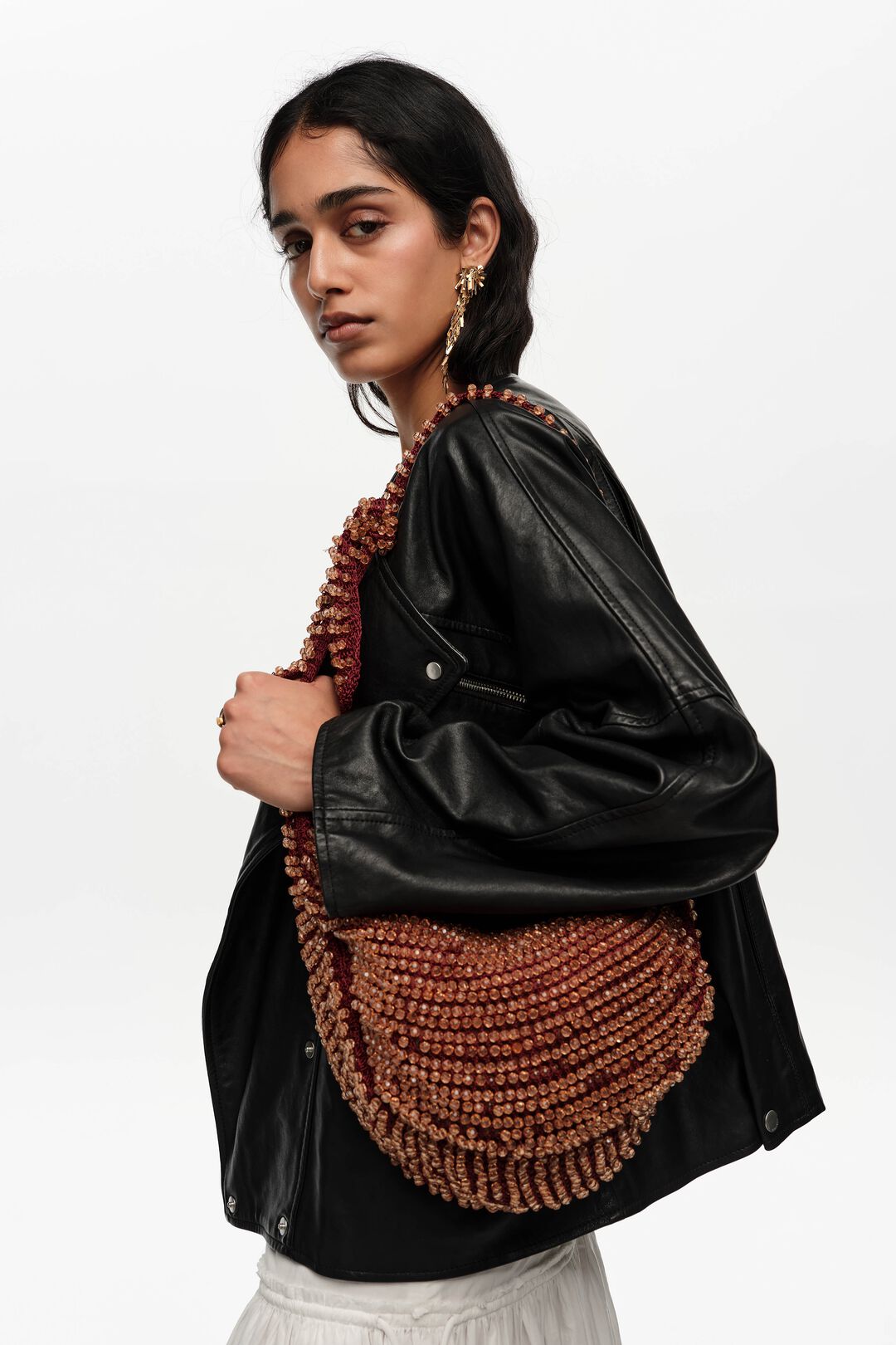Bimba y Lola Burgundy Crochet Shoulder Bag (Surplus - New)