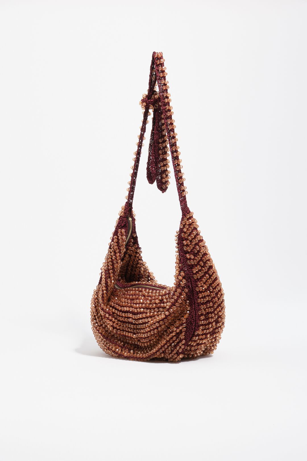 Bimba y Lola Burgundy Crochet Shoulder Bag (Surplus - New)