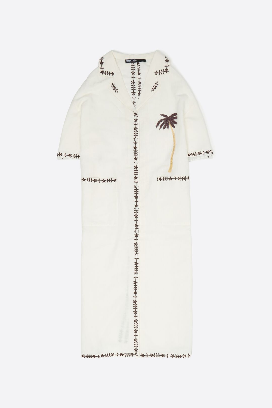 Bimba y Lola Brown Linen Blend Palm Tree Shirt Dress (Surplus - New)
