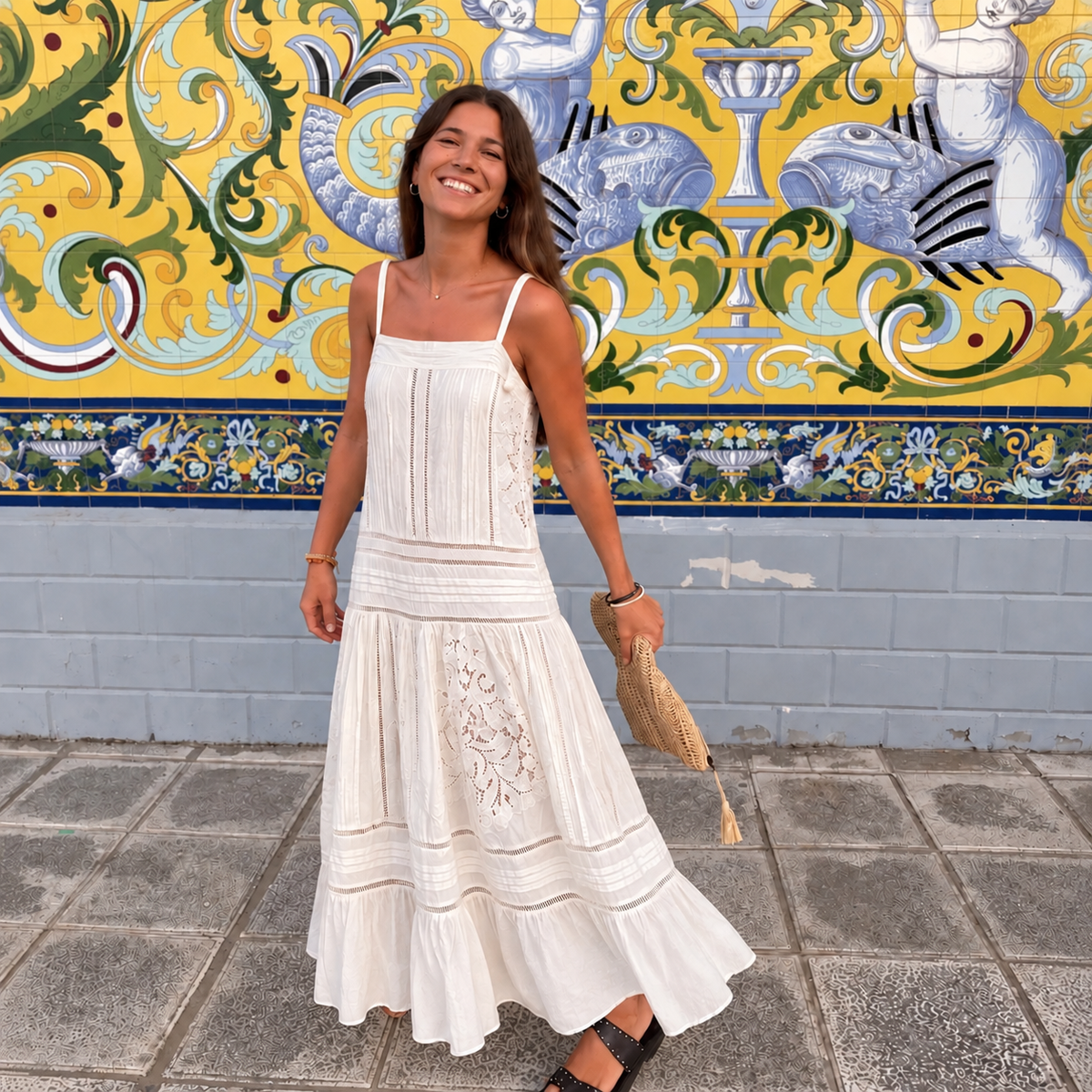 Farm Rio Active White Lace Sleeveless Midi Dress (Surplus - New)