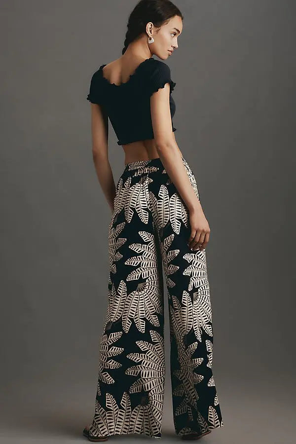 Farm Rio x Anthropologie Palm Pull-On Wide-Leg Pants (Surplus - New)