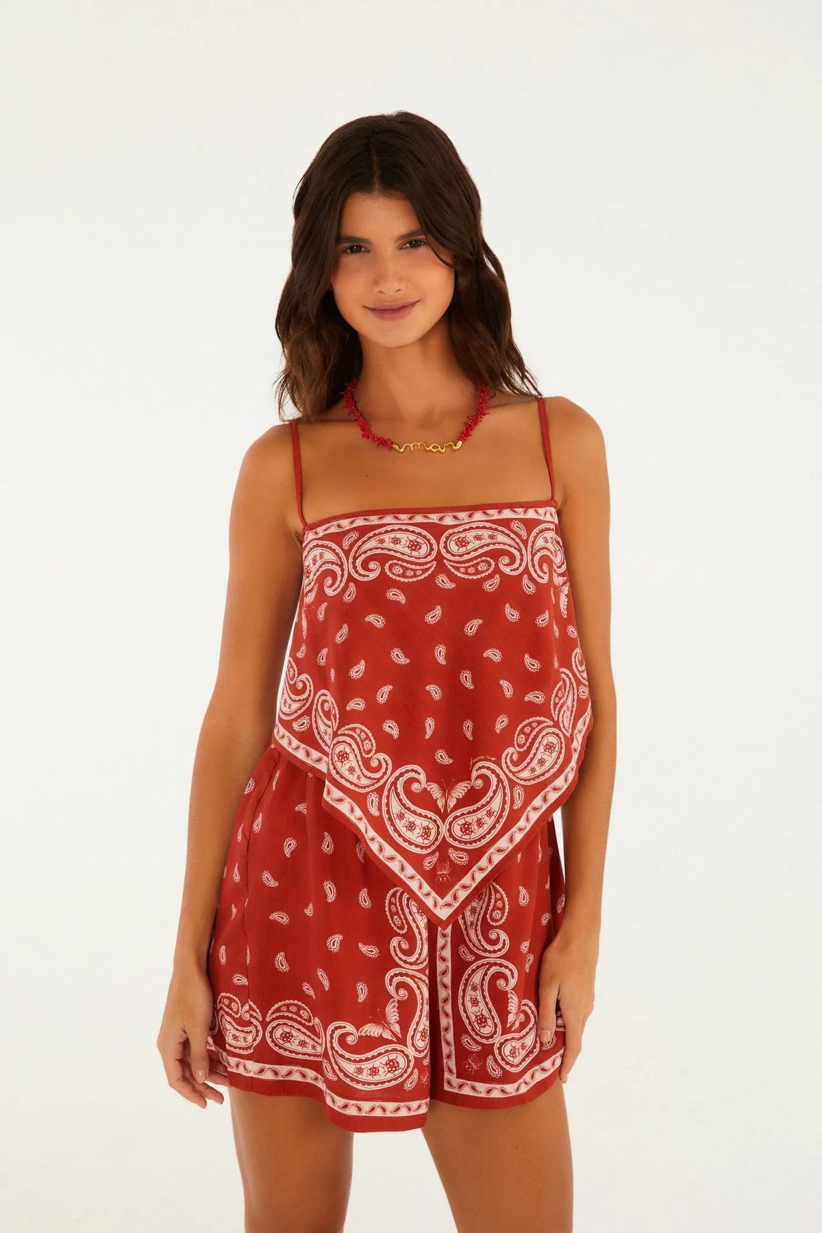 Farm Rio Jardim Bandana Print Romper (Surplus - New)