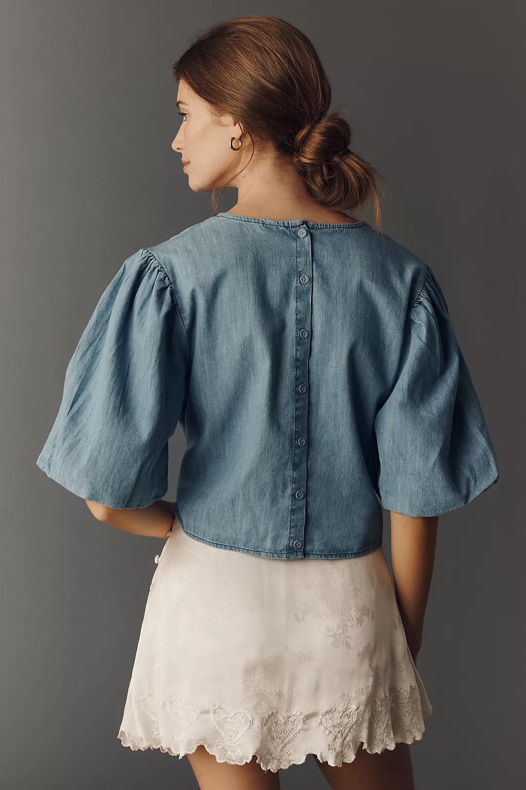 Maeve Puff-Sleeve Embroidered Blouse by Anthropologie (Surplus - New)