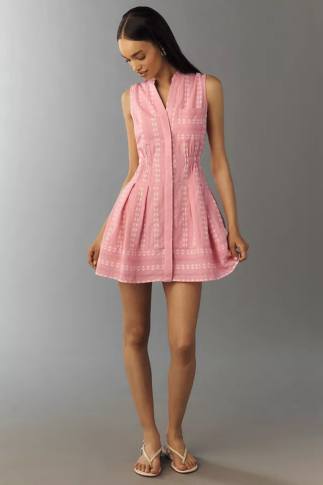 Maeve Sleeveless V-Neck Shirtdress in Pink (Surplus - New)