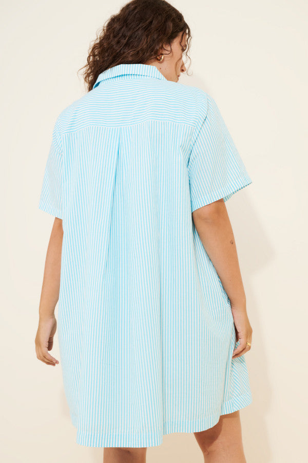 The Pollie Short-Sleeve Swing Tunic Mini Dress: Embroidered Edition (Surplus - New)