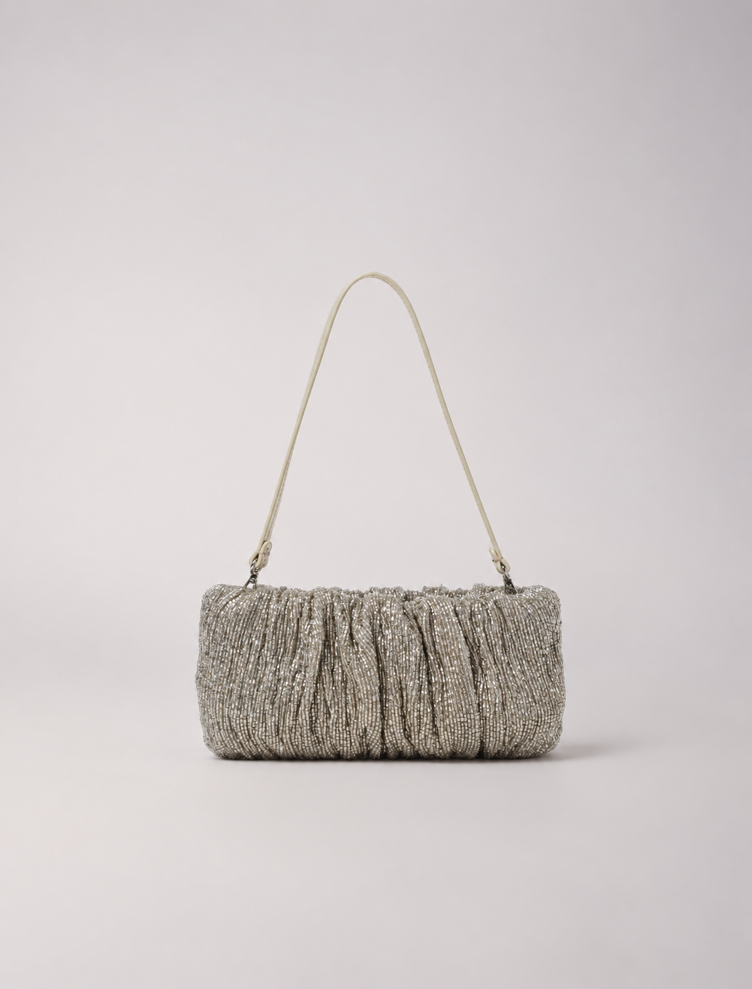 Staud Silver Beaded Bean Shoulder Bag (Surplus - New)