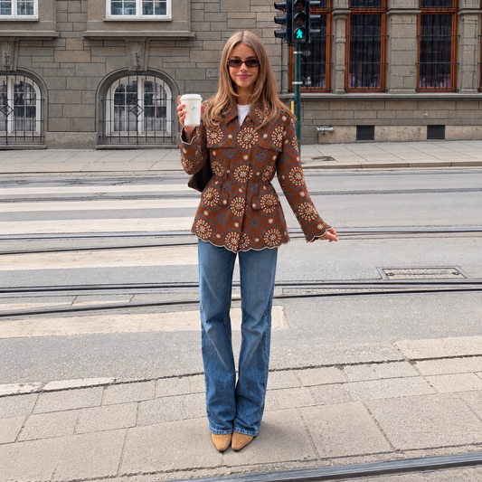 Veronica Beard Kiki Linen Eyelet Light-Brown Bungee Field Jacket (Surplus - New)