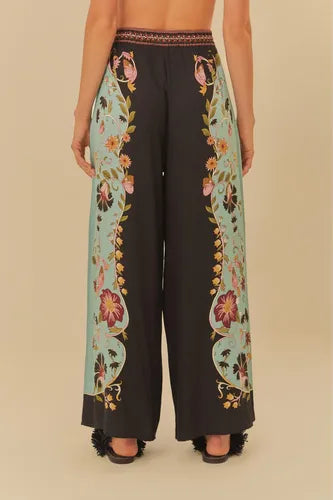 Farm Rio Black & Mint Green Wide-Leg Palazzo Pants (Surplus - New)