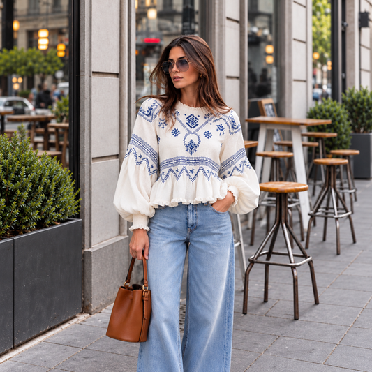 Free People Holly Smocked Embroidered Top in White (Surplus - New)