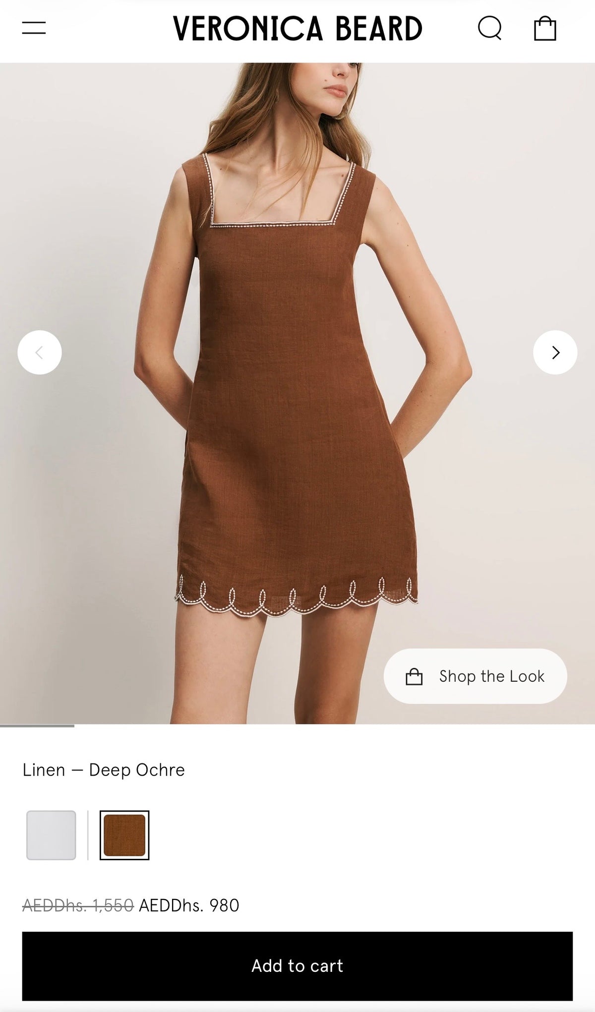 Veronica Beard Shanice Linen Mini Dress in Deep Ochre (Surplus - New)