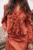 Nesines Elise Blouse Cotton Ruffle & Lace-Trim Blouse (Surplus New)