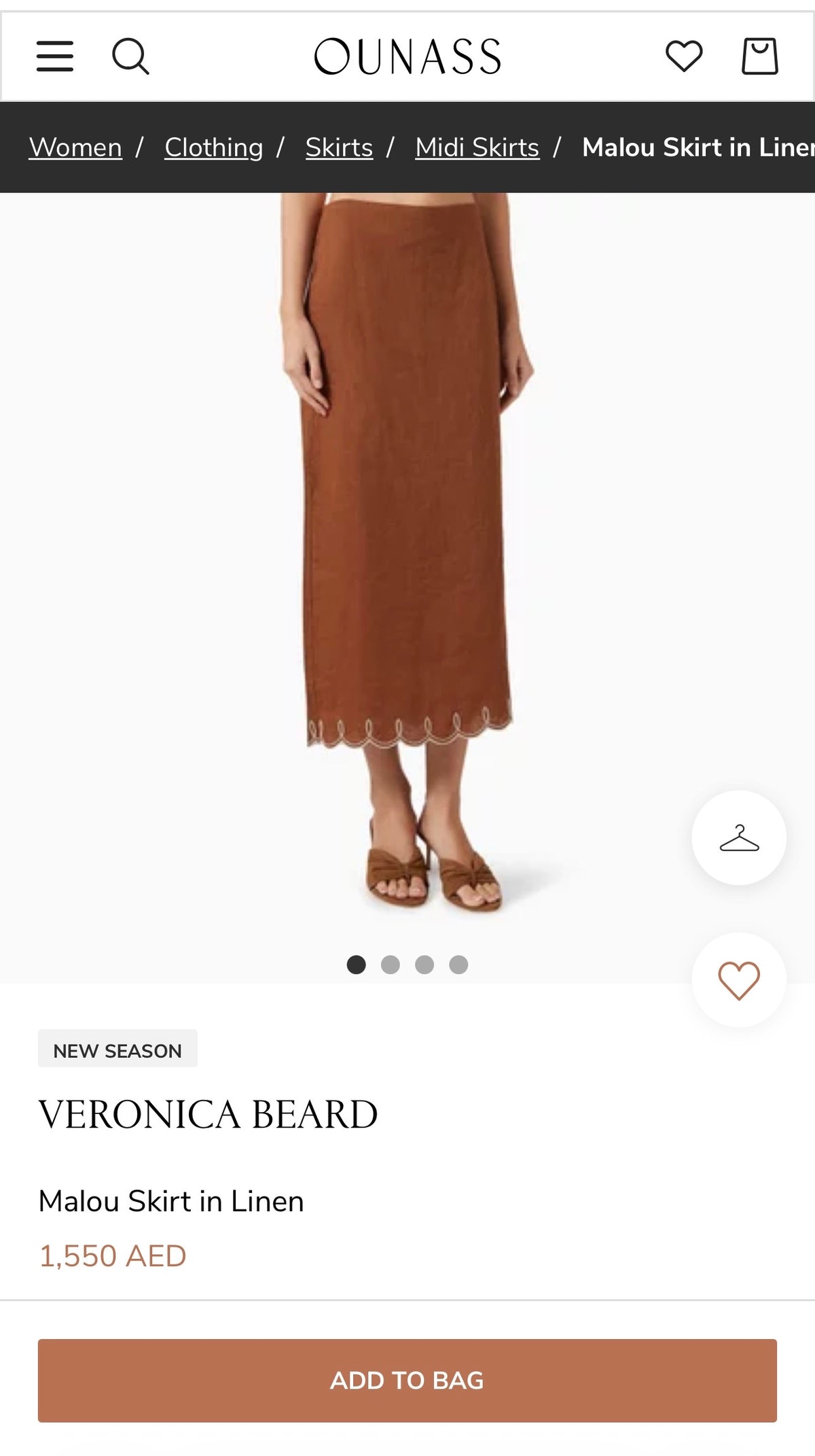 Veronica Beard Malou Linen Midi Skirt (Surplus - New)