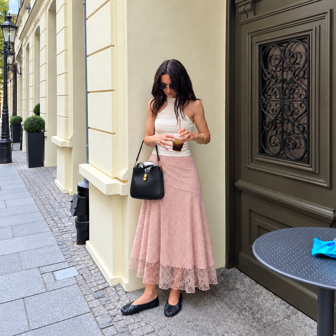 By Anthropologie Asymmetric Drop-Waist Lace Midi Skirt (Surplus - New)