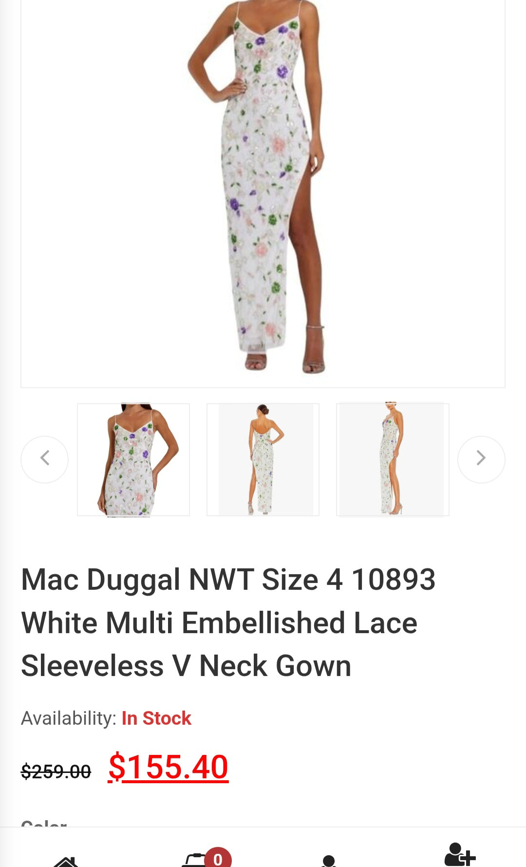 Mac Duggal White Multi Embellished Lace Sleeveless V-Neck Gown (Surplus - New)