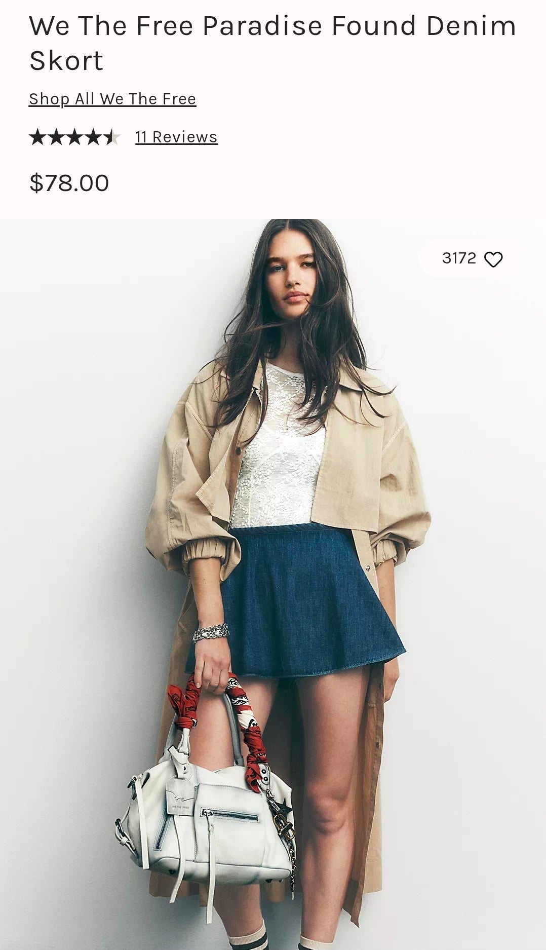 We The Free Paradise Found Denim Skort (Surplus - New)