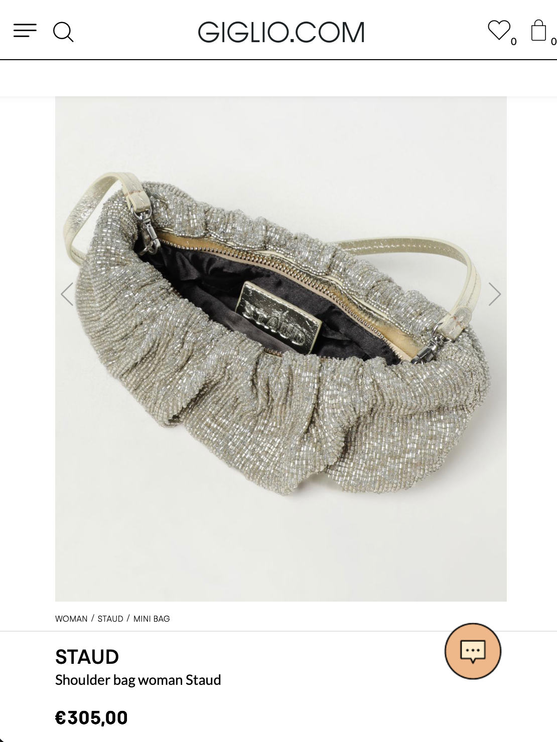 Staud Silver Beaded Bean Shoulder Bag (Surplus - New)