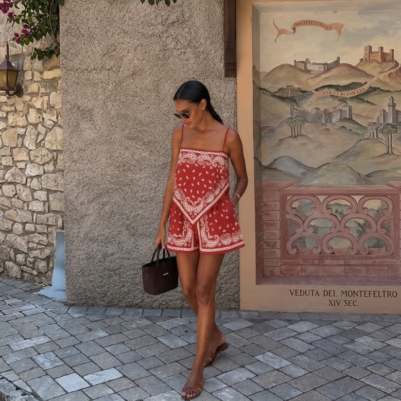 Farm Rio Jardim Bandana Print Romper (Surplus - New)