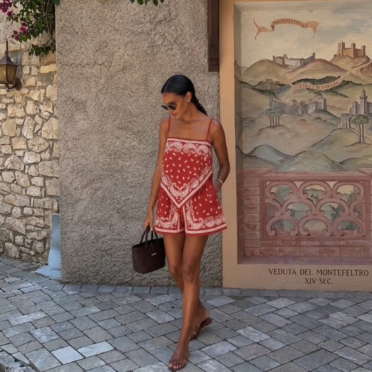 Farm Rio Jardim Bandana Print Romper (Surplus - New)
