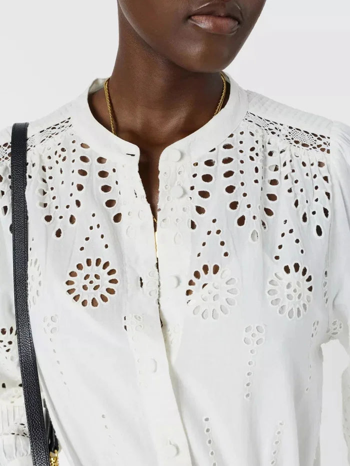 Gerard Darel Rhonie Cutwork Tiered Maxi Dress in Cream (Surplus - New)