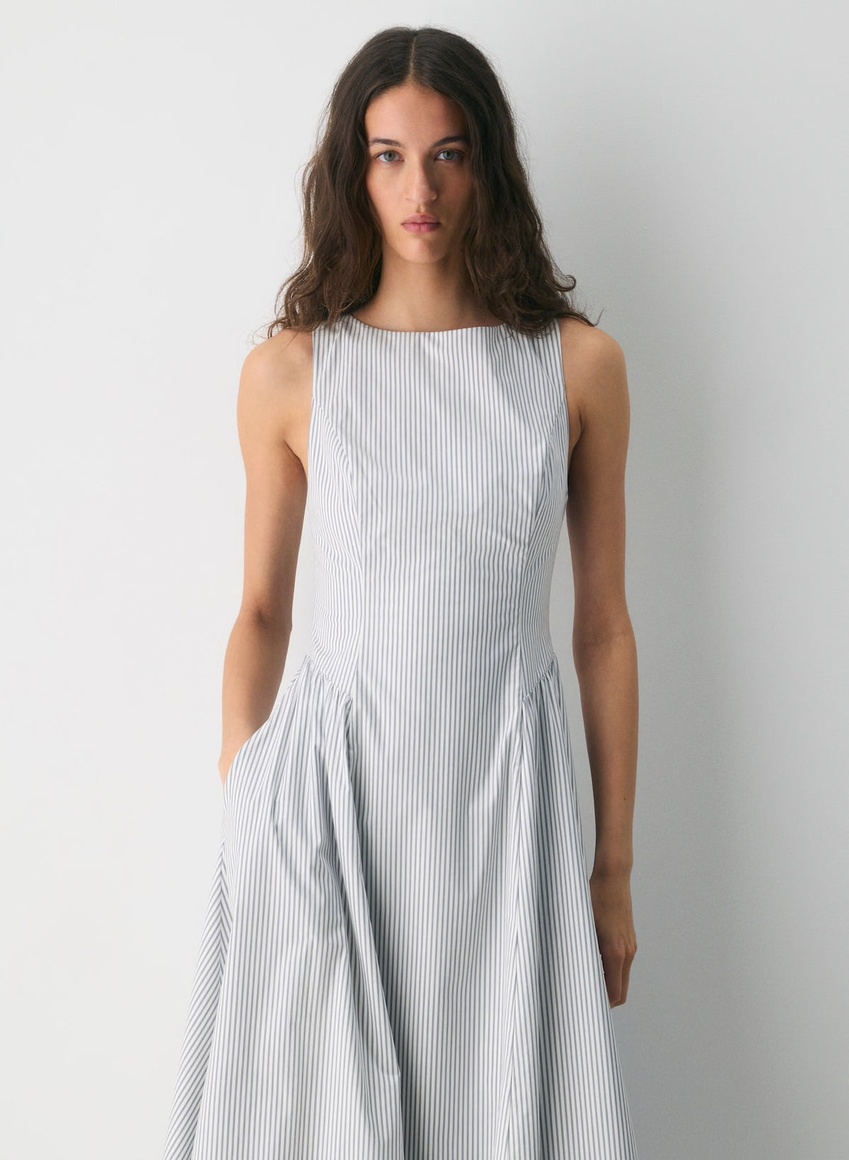 Aritzia Wilfred Tina Poplin Dress – Striped Cotton Maxi Dress (Surplus - New)