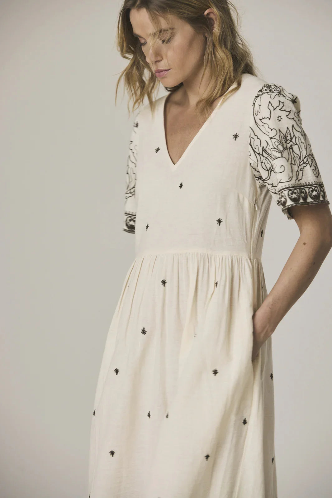 Indi&Cold Long Cotton-Blend V-Neck Dress (Surplus - New)